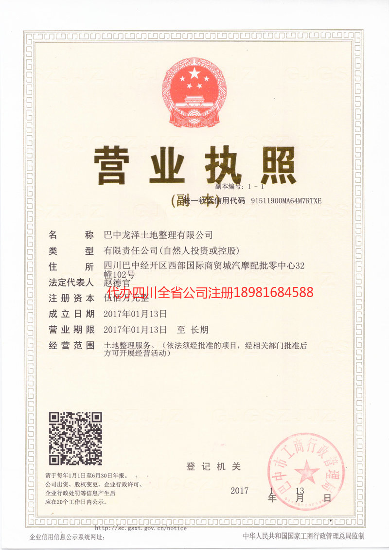 金口河金口河龙泽土地整理有限公司
